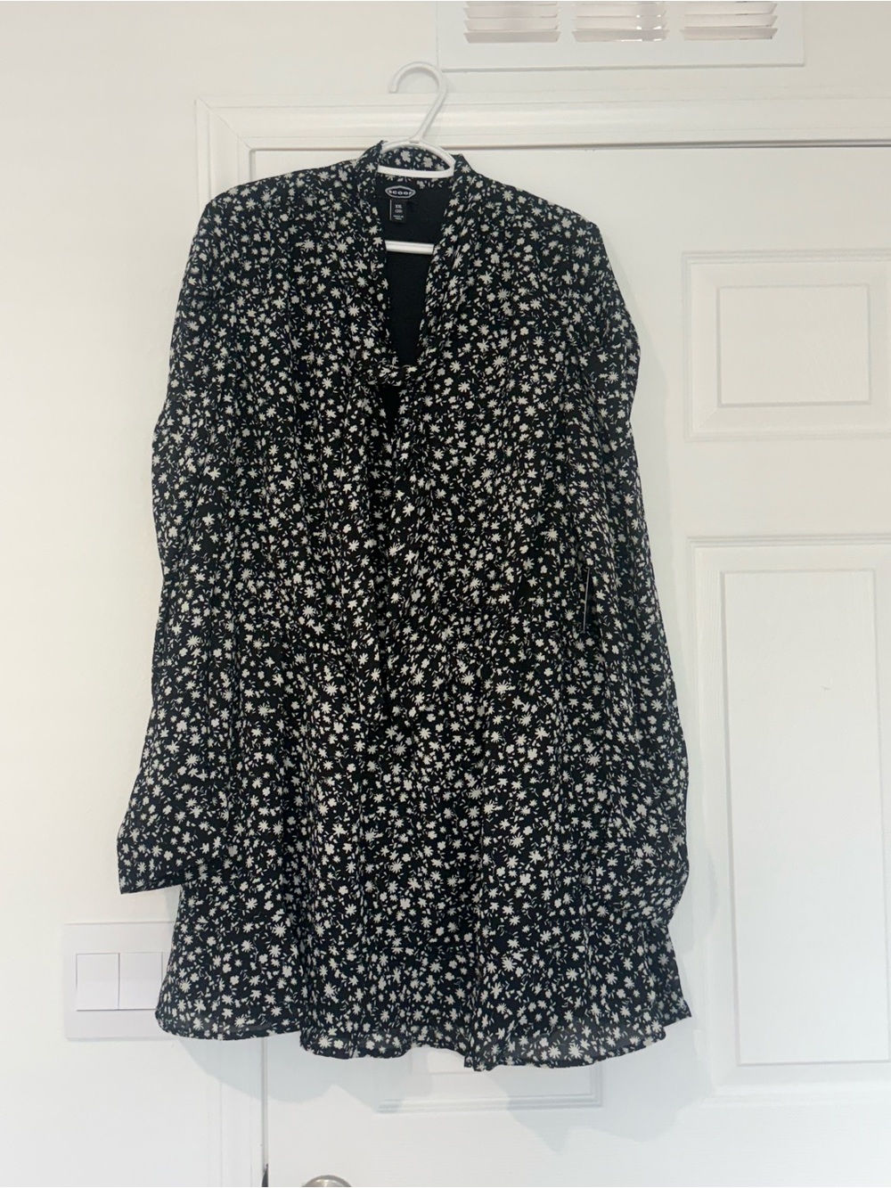 Nwt Scoop Black Floral Long Sleeve Dress